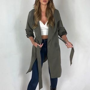 Green duster trench coat- Fall fashion !